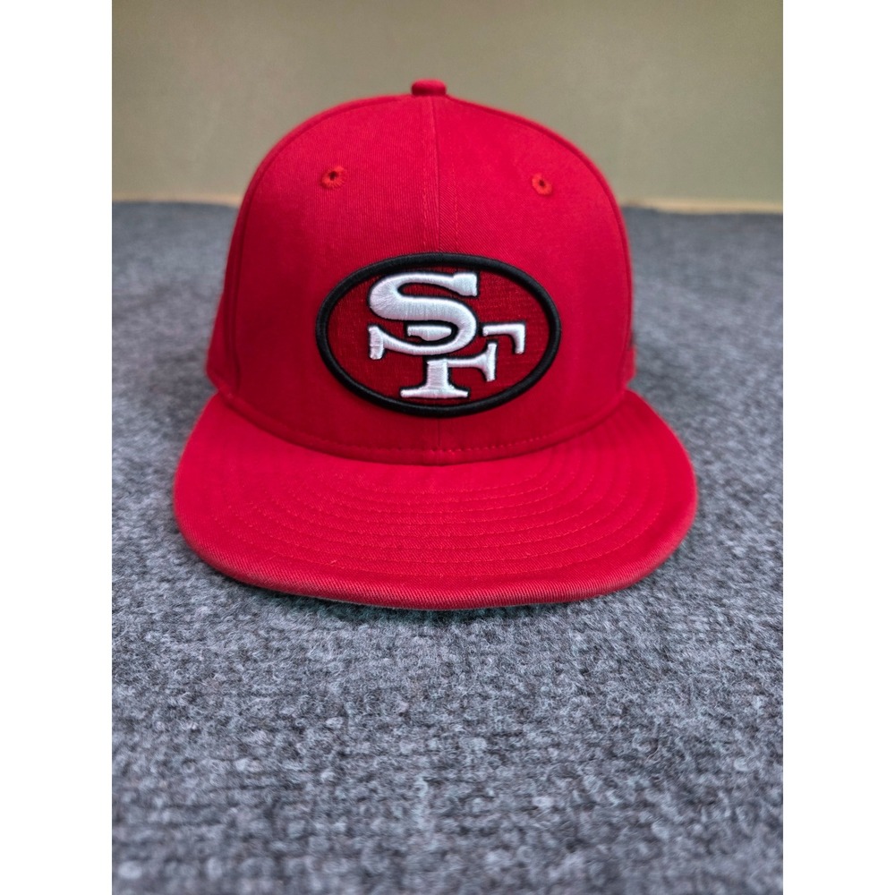 San Francisco 49ers Snapback Hat OSFA New Era 9FIFTY Red Flat Brim NFL